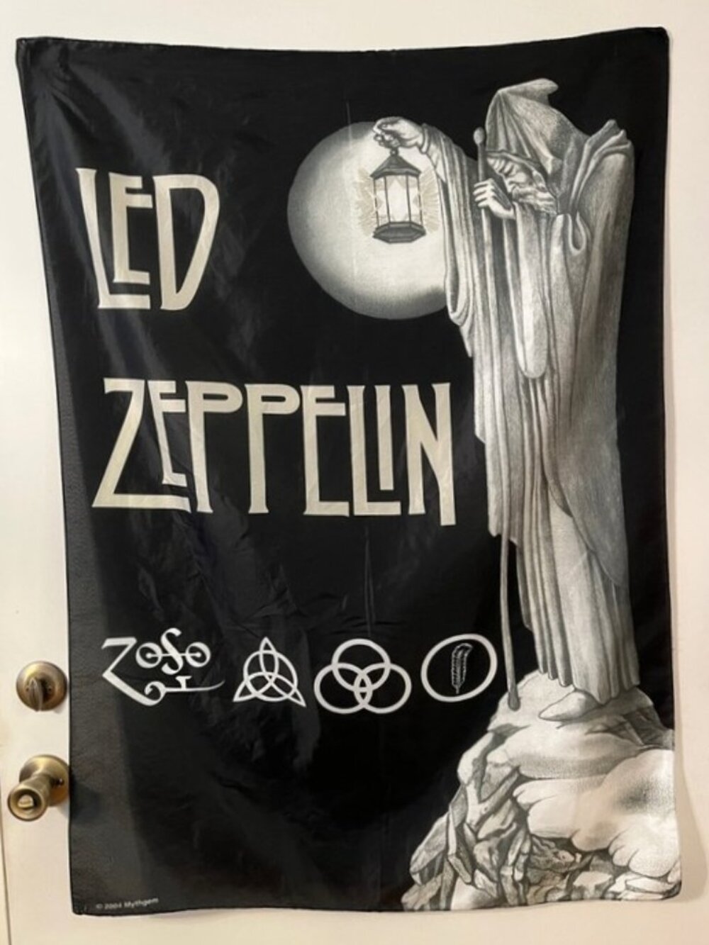 Vintage Led Zeppelin Hermit 2004 Mythgem Black Fabric Wall Hanging Italy